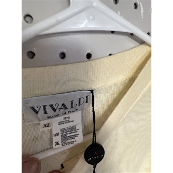 NOS Rare VIVALDI Vintage Made Italy 100% Cotton Ivory Shirt XL - Picture 7 of 8